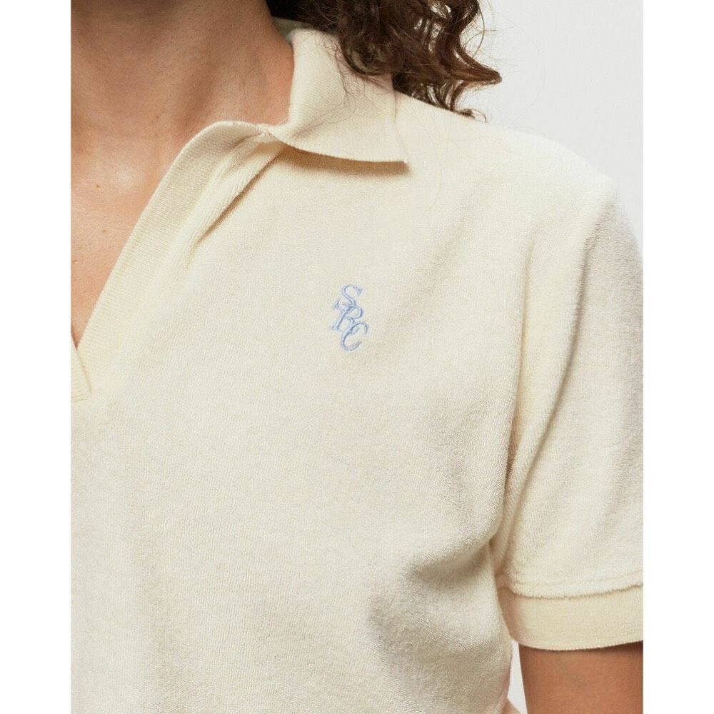 Sporty & Rich Terry Cloth Monogram Polo Shirt XS - Picture 3 of 11